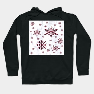 Winter Snowflake Design, Red & Black Plaid Snowflakes on White Background Winter Snow Hoodie